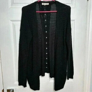 Pink Rose Cable Knit Cardigan Black Size  Medium